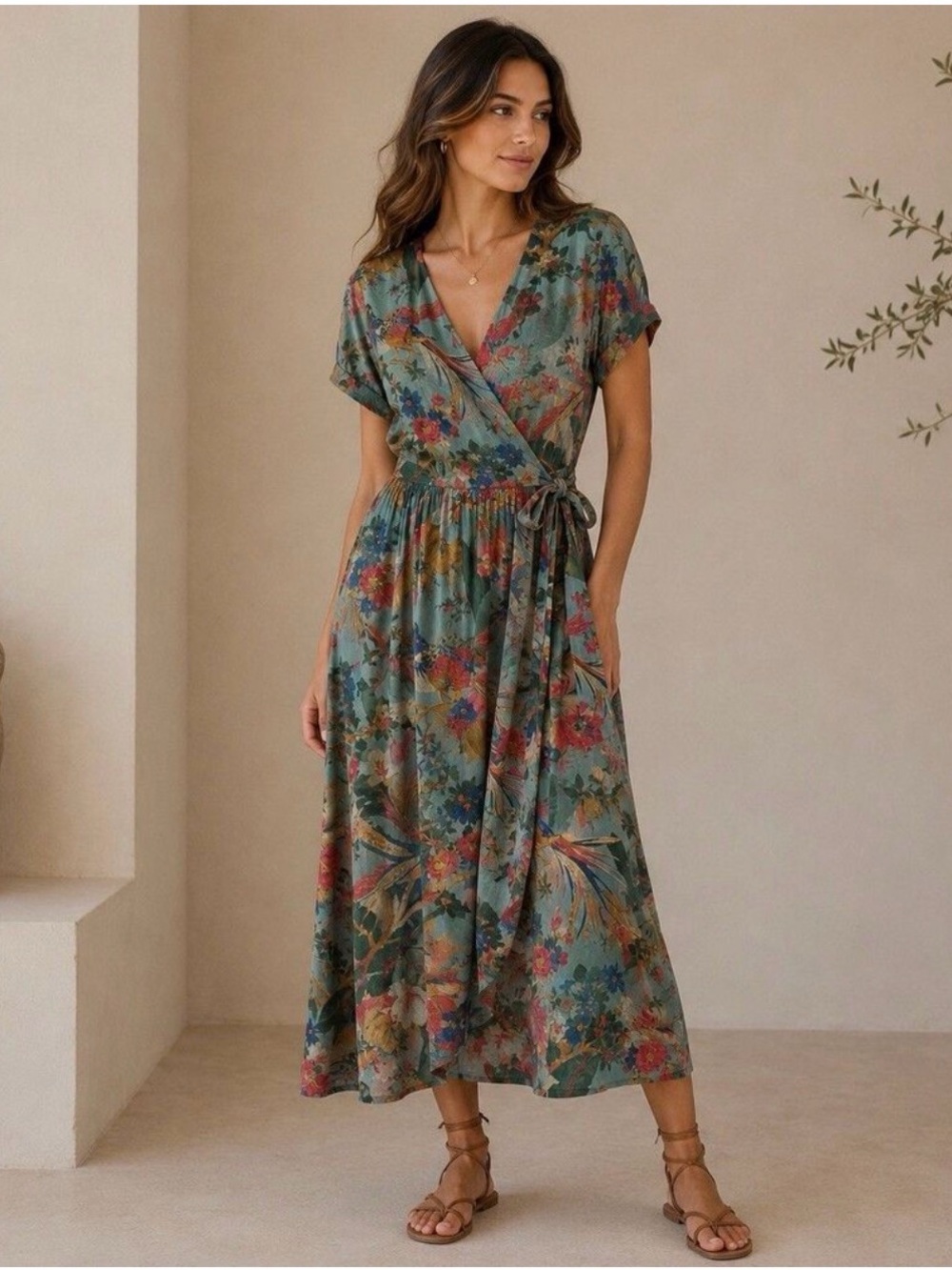 Sezane Marielle Wrap Midi Dress 38
